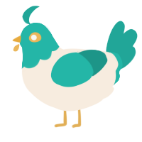A cream and turquoise chicken with a head pattern