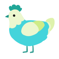 A aqua and apple chicken with a head pattern