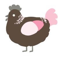 A bark and rose chicken with a neck-band pattern