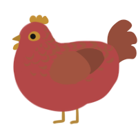 Skora, a red and russet chicken with a half-lace pattern