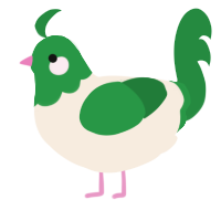 A cream and viridian chicken with a head pattern