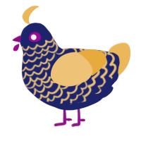 A navy and honey chicken with a lace pattern