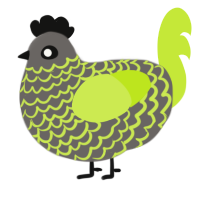 A grey and lime chicken with a lace pattern