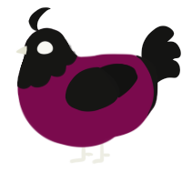 A wine and black chicken with a head pattern