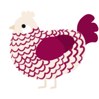 A cream and maroon chicken with a lace pattern