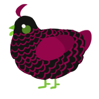 A black and maroon chicken with a lace pattern