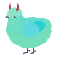 A mint and aqua chicken with a half-lace pattern
