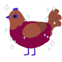 Happy Holidays, a maroon and russet chicken with a head pattern