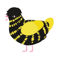 A sable and yellow chicken with a bar pattern