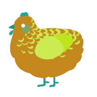 A ochre and lime chicken with a half-lace pattern