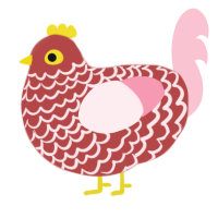 A red and rose chicken with a lace pattern