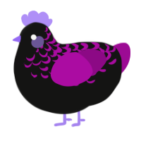 A black and plum chicken with a half-lace pattern