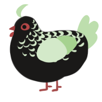 A sable and gluppy chicken with a half-lace pattern