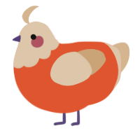 A vermilion and beige chicken with a head pattern
