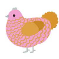 A pink and orange chicken with a lace pattern