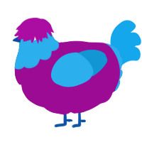 A plum and sky chicken with a head pattern