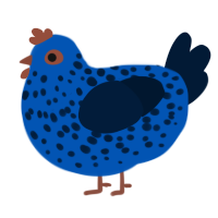 A ultramarine and tumblr chicken with a speckle pattern