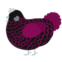 A black and wine chicken with a lace pattern