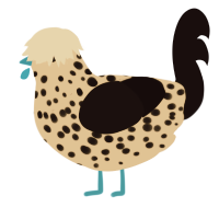 A beige and black chicken with a speckle pattern