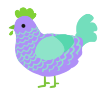 A lilac and mint chicken with a lace pattern