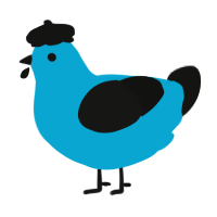 A cerulean and black chicken