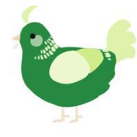 A viridian and apple chicken with a neck-band pattern
