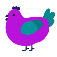 A amethyst and teal chicken