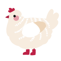 A cream chicken with a half-bar pattern