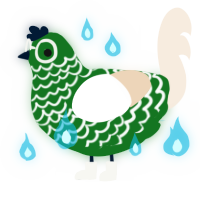 Hedgewitch, a leaf and cream chicken with a lace pattern