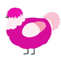 A fuchsia and rose chicken with a head pattern