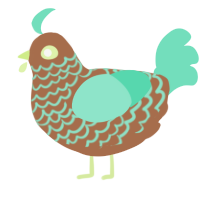 A brown and mint chicken with a lace pattern