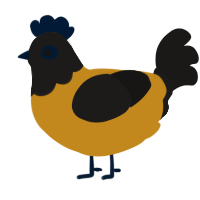 A ochre and sable chicken with a head pattern