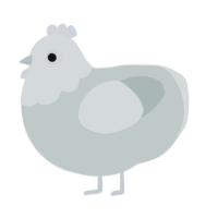 A silver chicken with a head pattern