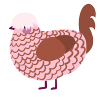 A rose and russet chicken with a lace pattern