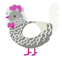 A ash and white chicken with a lace pattern