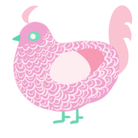 A pink and rose chicken with a double-lace pattern