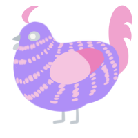 A lilac and pink chicken with a bar pattern