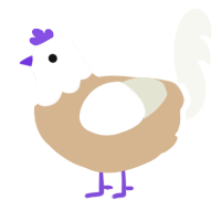 A beige and white chicken with a head pattern