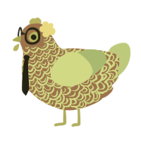 Screen, a maroon and cerulean chicken with a double-lace pattern