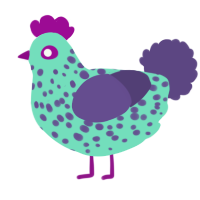 A mint and overcast chicken with a speckle pattern