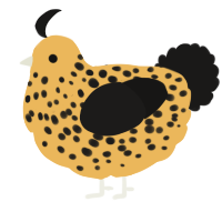 A honey and sable chicken with a speckle pattern
