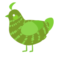 A chartreuse and grass chicken with a bar pattern