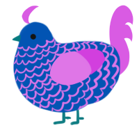 Yaoi 2, a ultramarine and orchid chicken with a lace pattern