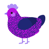 A amethyst and navy chicken with a double-lace pattern