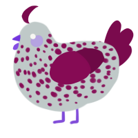 A silver and wine chicken with a speckle pattern