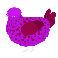 A amethyst and maroon chicken with a speckle pattern