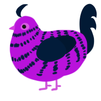 A amethyst and tumblr chicken with a bar pattern