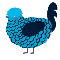 A cerulean and tumblr chicken with a lace pattern