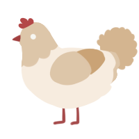 A cream and beige chicken with a head pattern