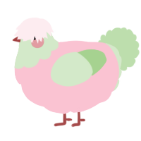 A rose and gluppy chicken with a head pattern
